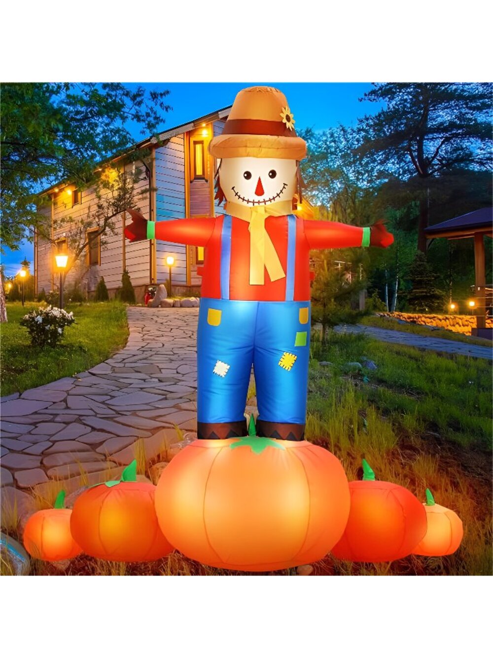 4.7 Ft Fall Inflatables Scarecrow Outdoor Decorations Autumn Blow up